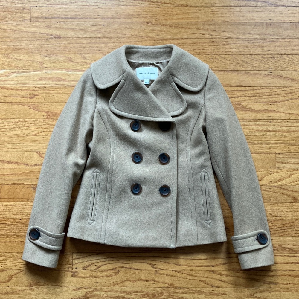 Banana Republic Cropped Wool Blend Peacoat, S